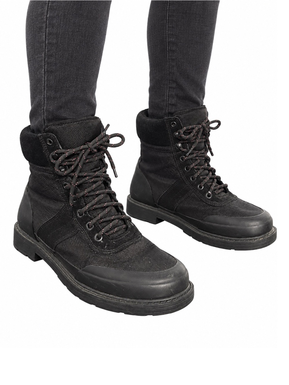 Size 8 Hunter Women’s Sherpa Boat Shoe Black Lace-Up Ankle Boots